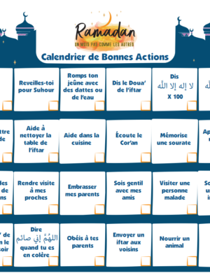 Blue English Ramadan Good Deeds Calendar 2023 French